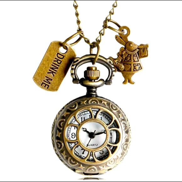 Accessories - Vintage Alice in Wonderland Pocket Watch Necklace